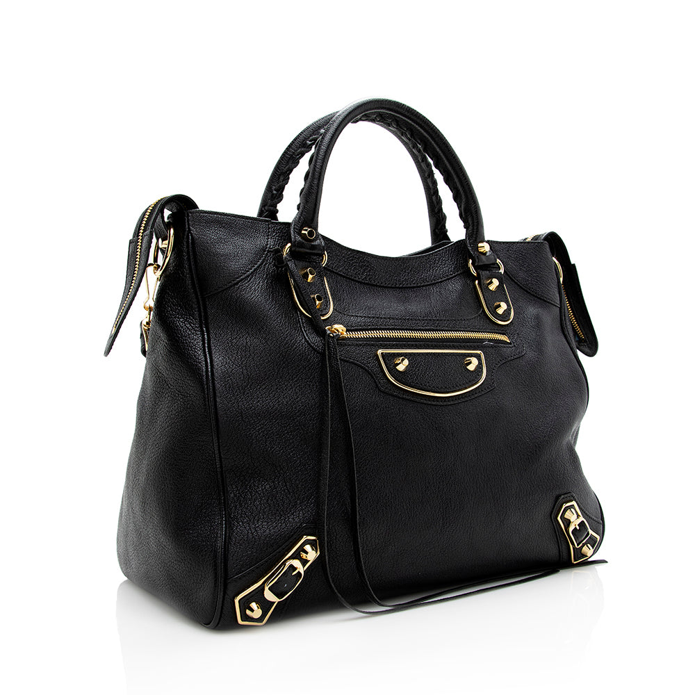 Balenciaga Chevre Metallic Edge Velo Satchel 18504 | Authentic Pre-Owned side view