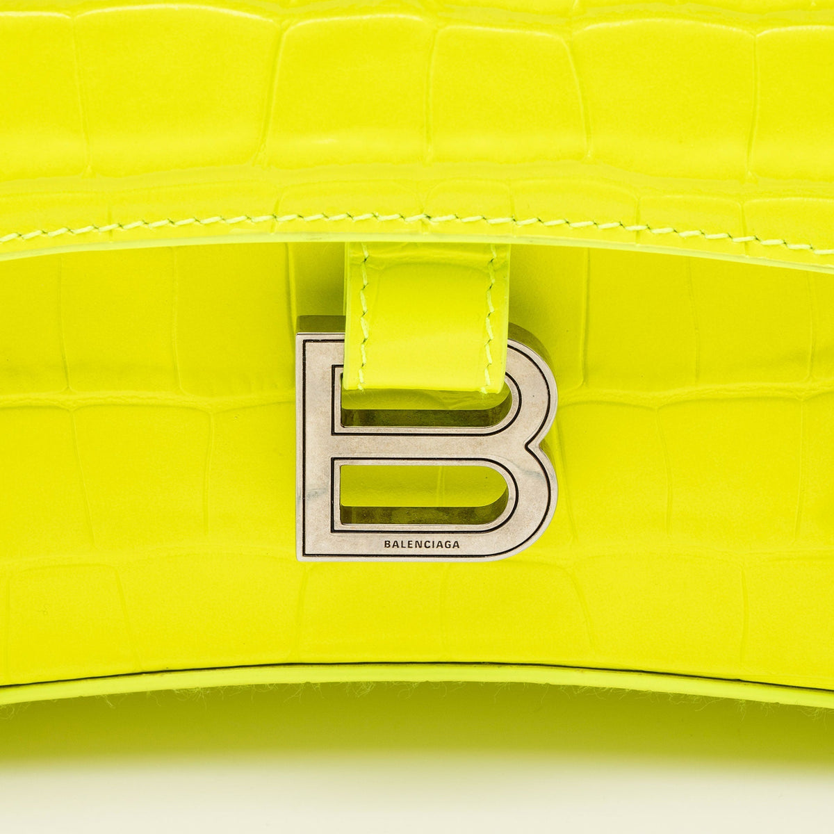 Balenciaga Croc Embossed Calfskin Downtown Small Shoulder Bag side view