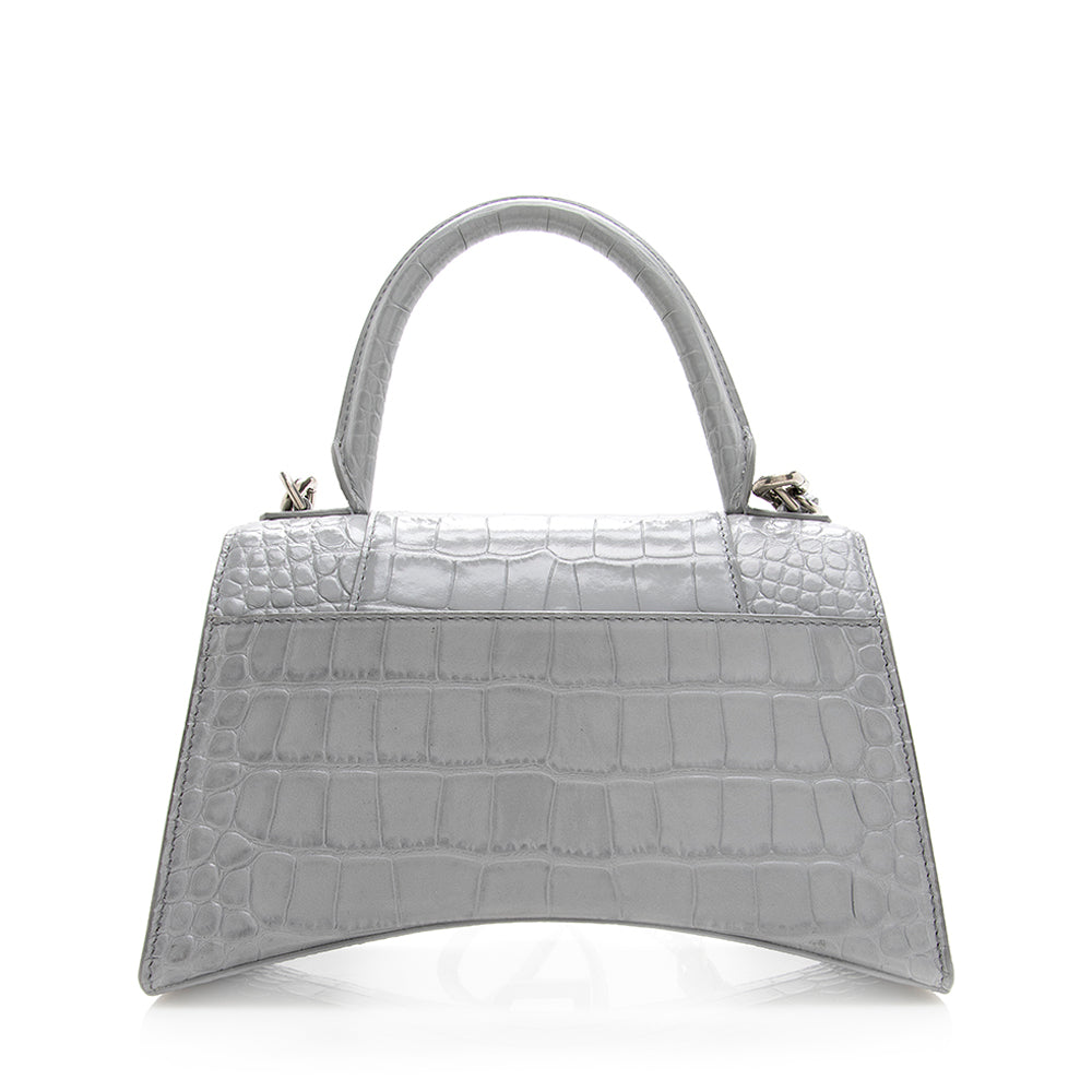 Balenciaga Croc Embossed Calfskin Hourglass Small Satchel side view