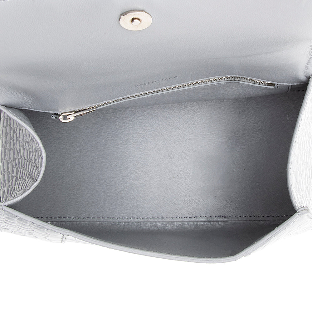Balenciaga Croc Embossed Calfskin Hourglass Small Satchel detail view