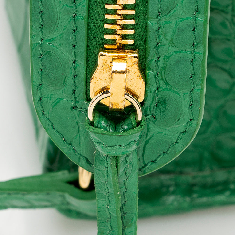 Balenciaga Croc Embossed Calfskin Metallic Edge City Nano Satchel front view