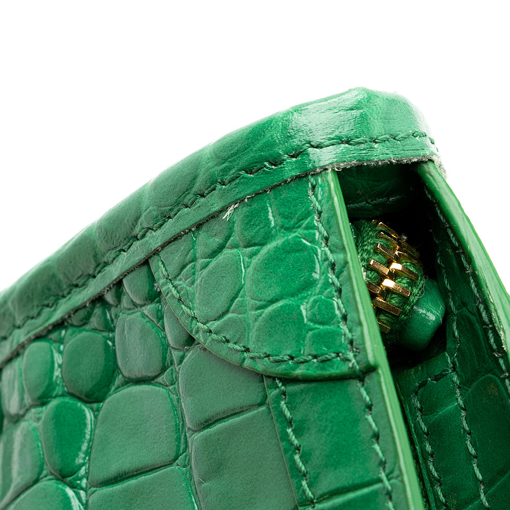 Balenciaga Croc Embossed Calfskin Metallic Edge City Nano Satchel hardware detail