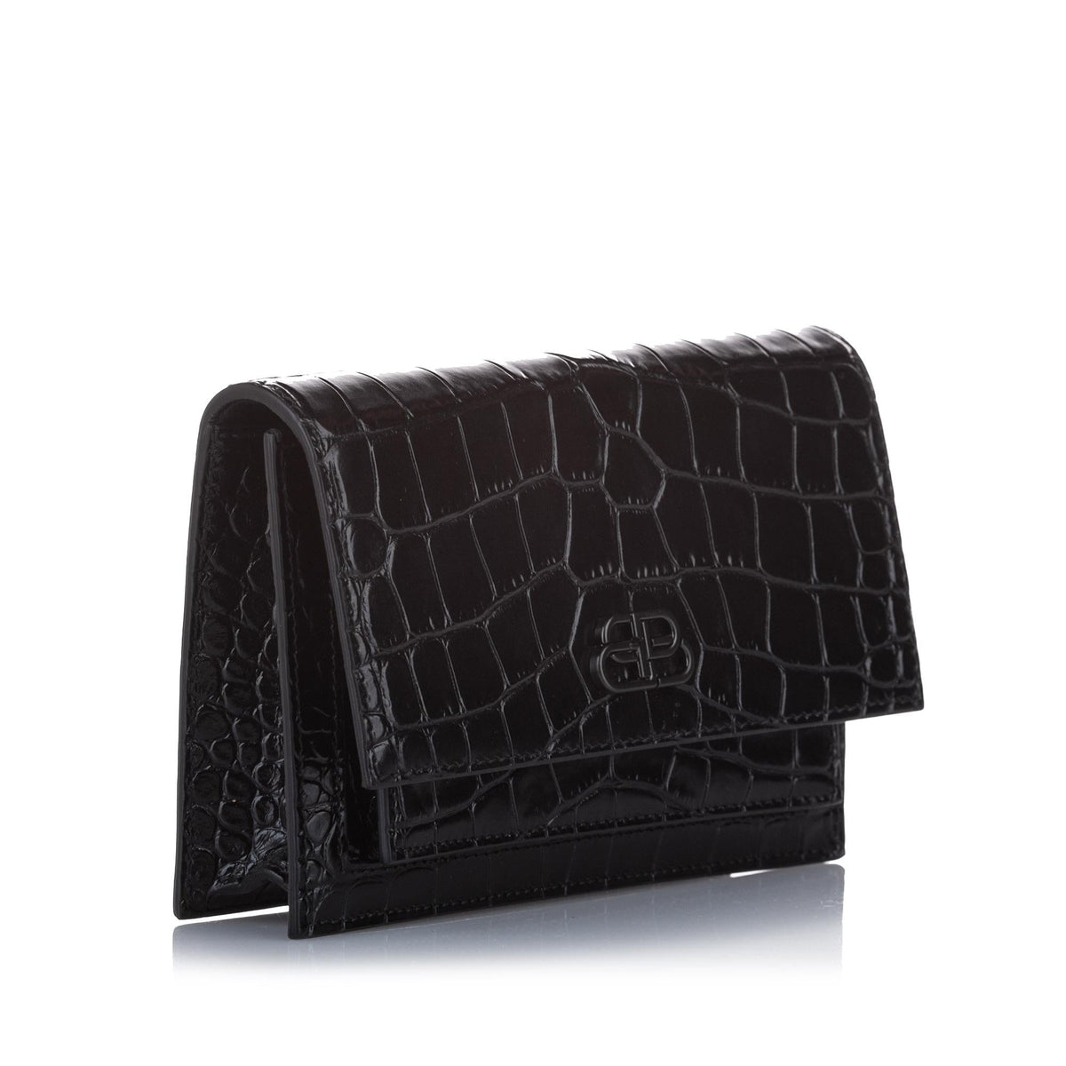 Balenciaga Croc Embossed Sharp Leather Shoulder Bag | Authentic Pre-Owned side view