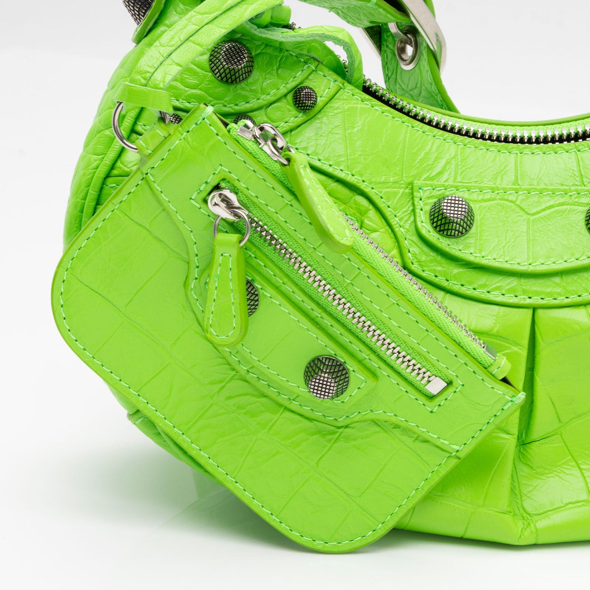 Balenciaga Crocodile Embossed Le Cagole XS Shoulder Bag interior view