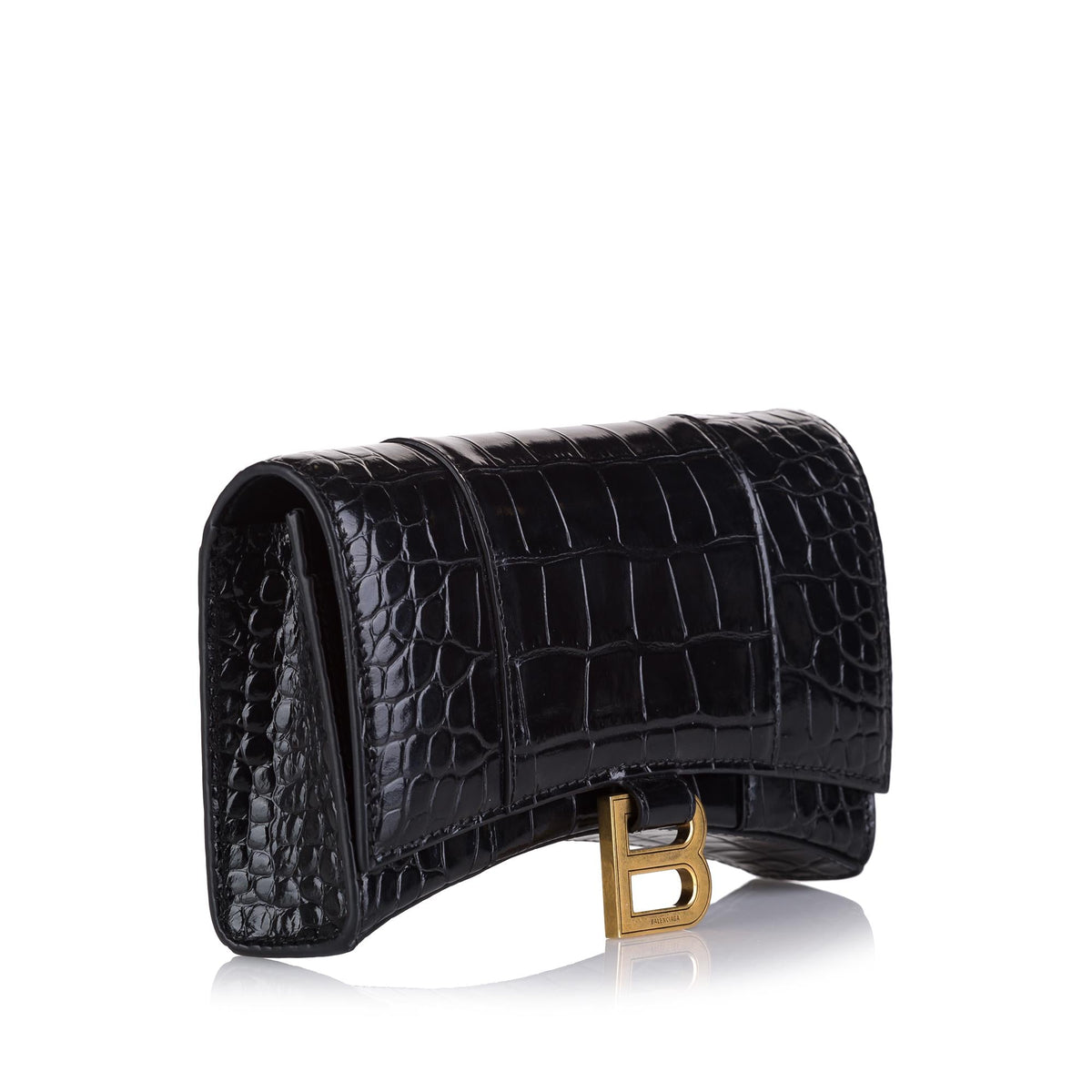 Balenciaga Embossed Hourglass Wallet On Chain | Authentic Pre-Owned side view