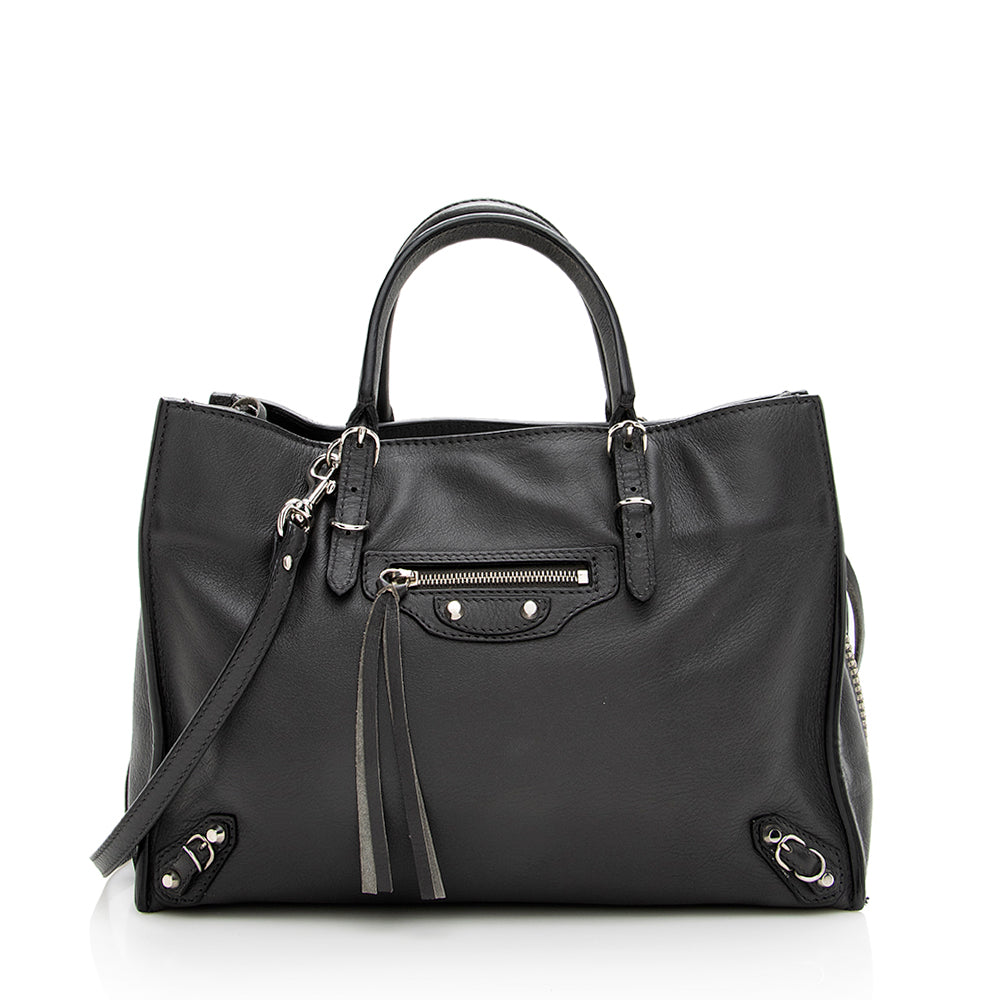 Balenciaga Grained Calfskin Papier A6 Zip Around Tote