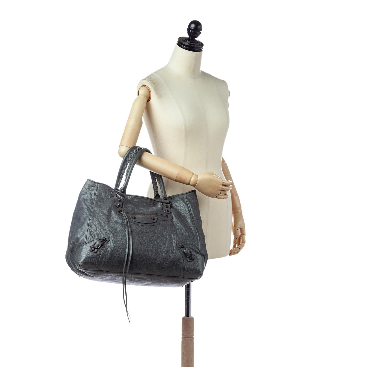 Balenciaga Large Motocross Sunday Lambskin Leather Tote Bag detail view