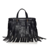 Balenciaga Laundry Cabas Fringe Leather Tote Bag | Authentic Pre-Owned angle view