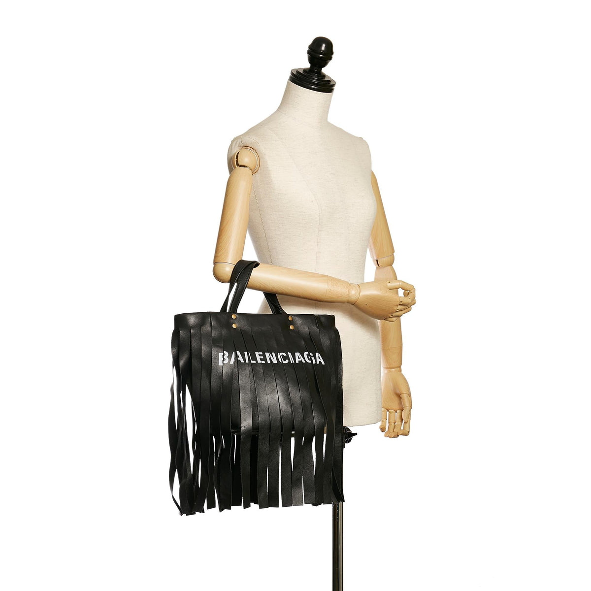 Balenciaga Laundry Cabas Fringe Leather Tote Bag | Authentic Pre-Owned interior view