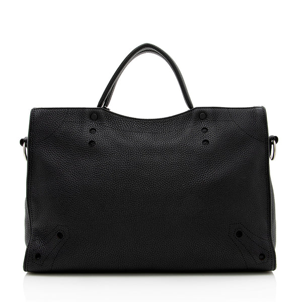 Balenciaga Leather Blackout City Satchel | Designer Luxury Handbag