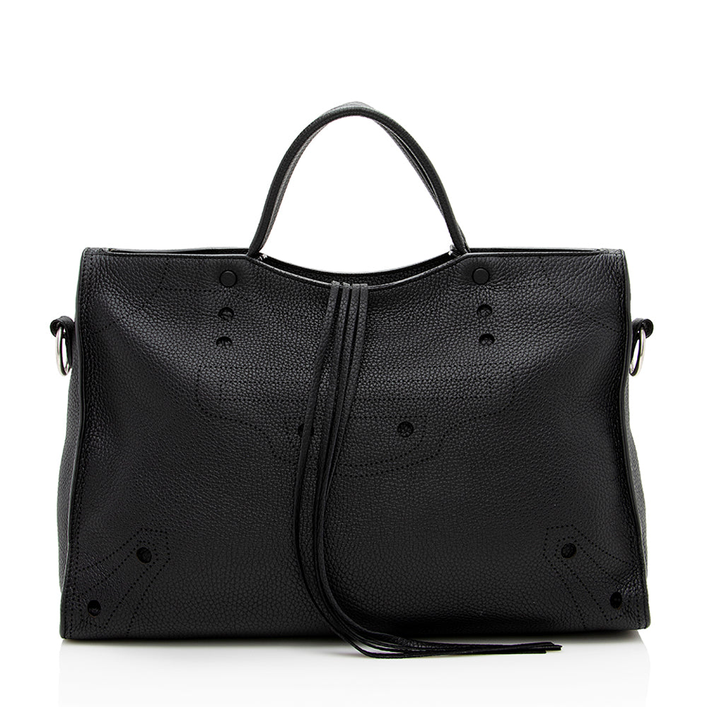 Balenciaga Leather Blackout City Satchel | Designer Luxury Handbag