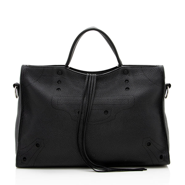 Balenciaga Leather Blackout City Satchel | Designer Luxury Handbag