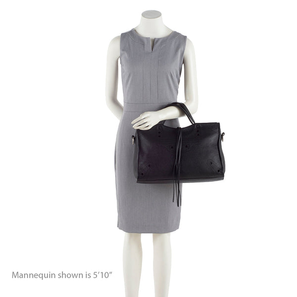 Balenciaga Leather Blackout City Satchel | Designer Luxury Handbag