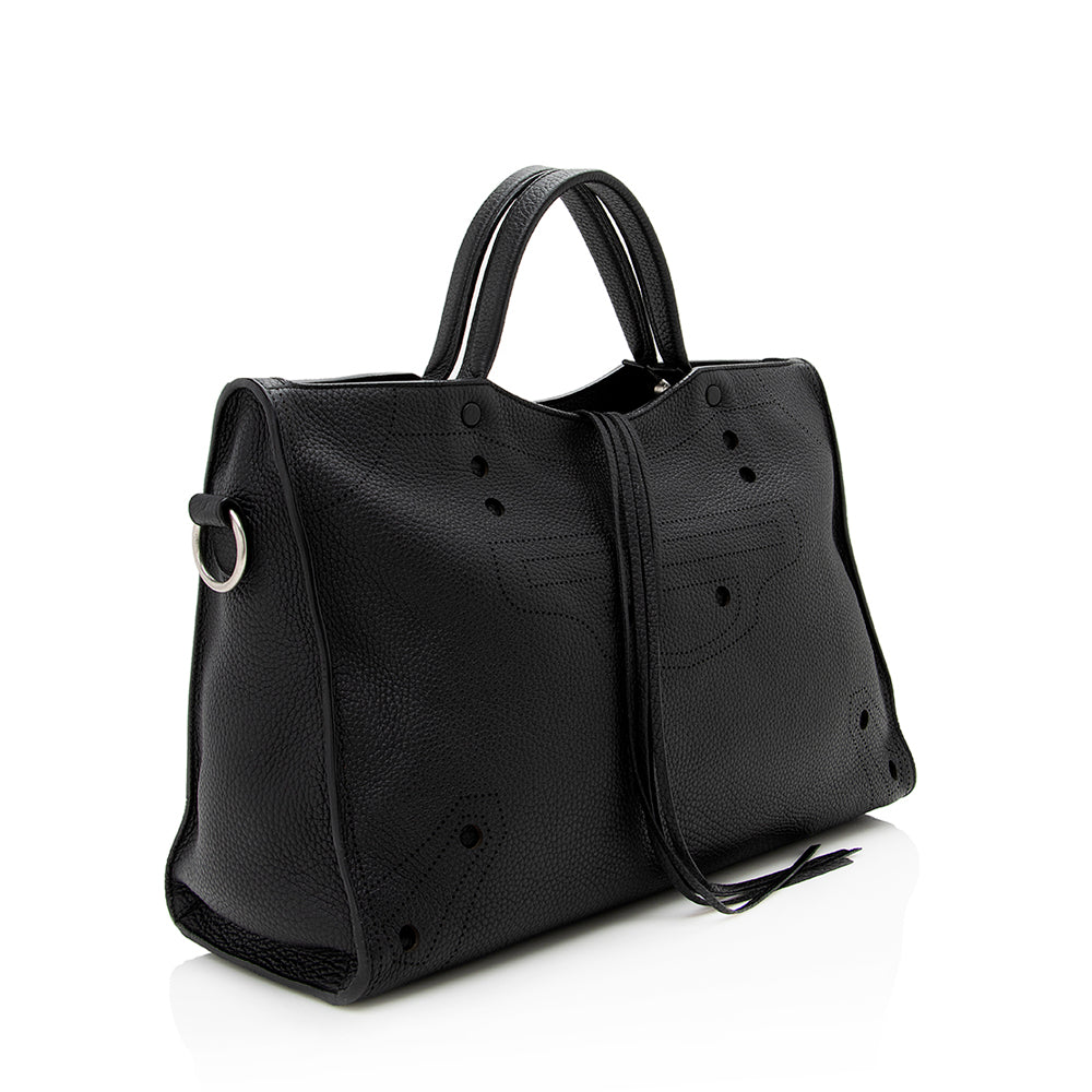 Balenciaga Leather Blackout City Satchel | Designer Luxury Handbag