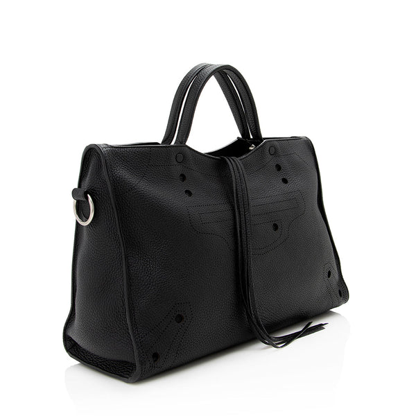 Balenciaga Leather Blackout City Satchel | Designer Luxury Handbag