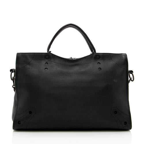 Balenciaga Leather Blackout City Satchel | Designer Luxury Handbag