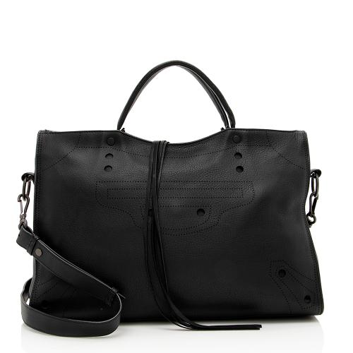 Balenciaga Leather Blackout City Satchel | Designer Luxury Handbag