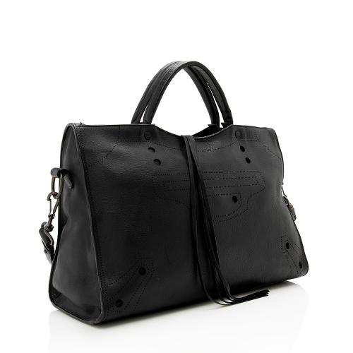 Balenciaga Leather Blackout City Satchel | Designer Luxury Handbag