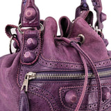 Balenciaga authentic luxury handbag Purple leather craftsmanship
