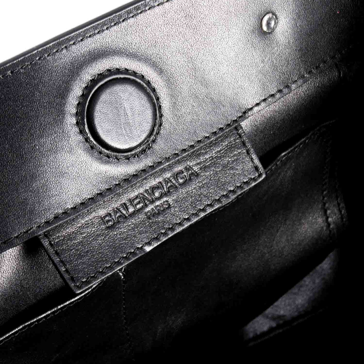 Side view of Balenciaga handbag Black premium designer bag
