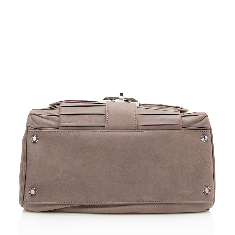 Balenciaga Leather Stingray Accordion Cherche Satchel | Designer Luxury Handbag