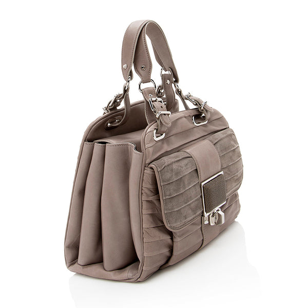 Balenciaga Leather Stingray Accordion Cherche Satchel | Designer Luxury Handbag