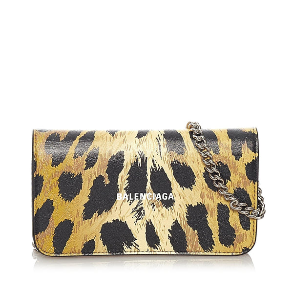 Balenciaga Leopard Print Leather Shoulder Bag — Designer Shoulder Bag