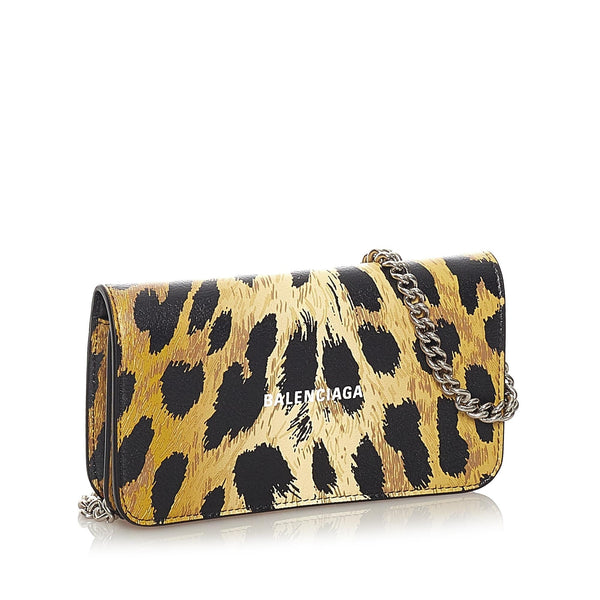 Balenciaga Leopard Print Leather Shoulder Bag — Designer Shoulder Bag