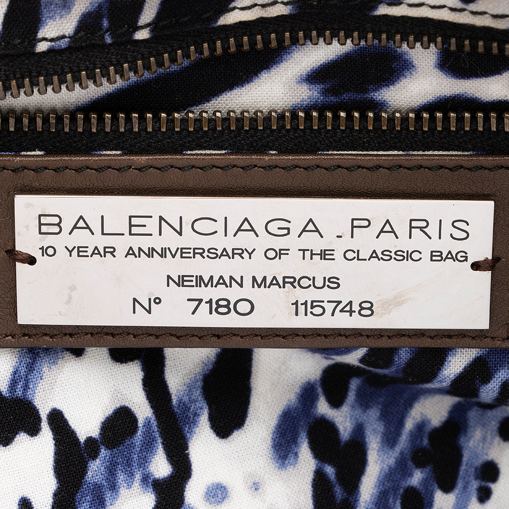 Balenciaga Limited Edition Metallic Calfskin Leather Anniversary City Satchel hardware detail