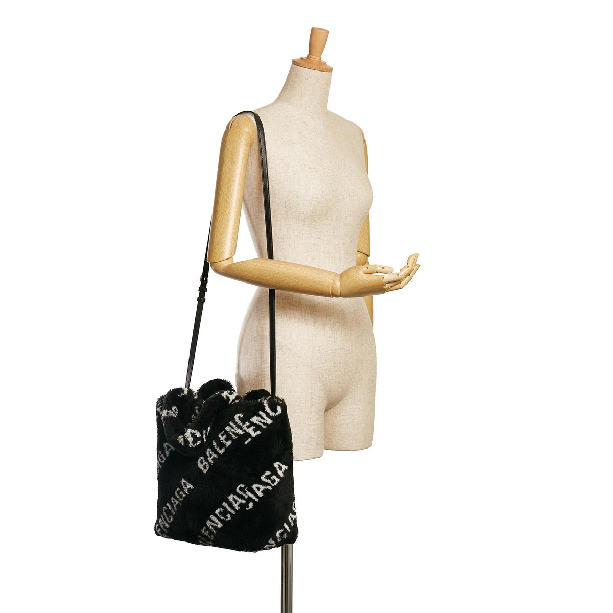 Balenciaga Logo Faux Fur Everyday XS Tote 37300 | Authentic Pre-Owned interior view