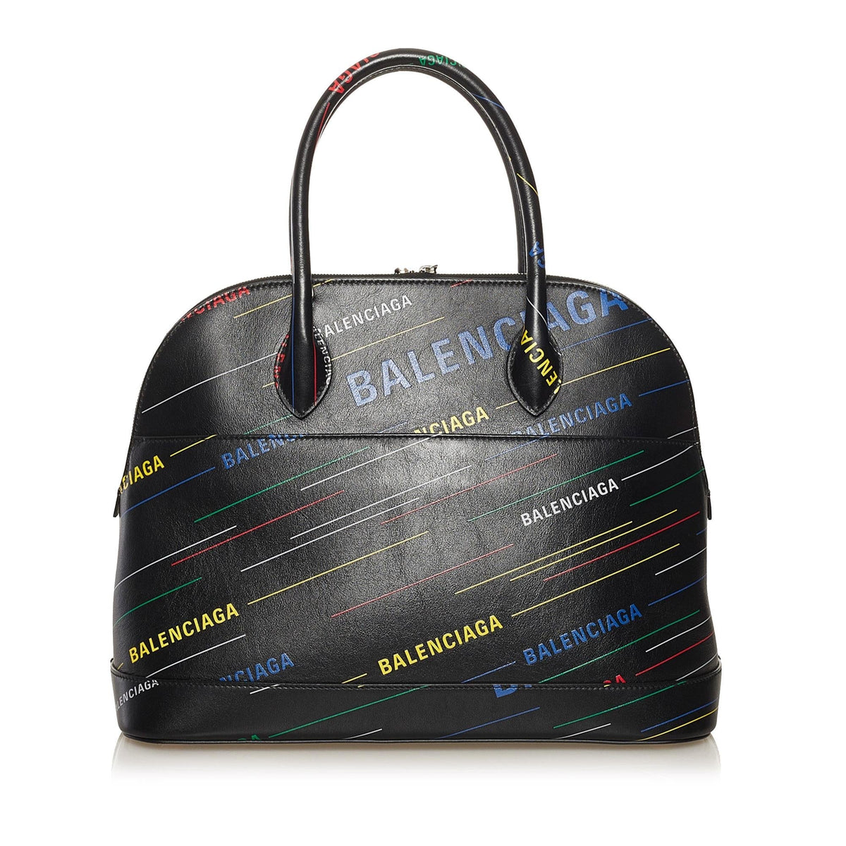 Balenciaga Logo Ville M Top Handle Leather Satchel | Authentic Pre-Owned angle view