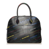 Balenciaga Logo Ville M Top Handle Leather Satchel | Authentic Pre-Owned angle view