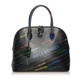 Balenciaga Logo Ville M Top Handle Leather Satchel | Authentic Pre-Owned
