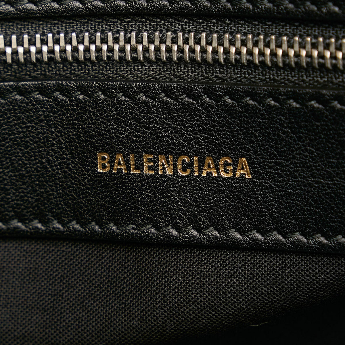 Balenciaga Logo Ville M Top Handle Leather Satchel | Authentic Pre-Owned hardware detail