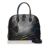 Balenciaga Logo Ville M Top Handle Leather Satchel | Authentic Pre-Owned interior view