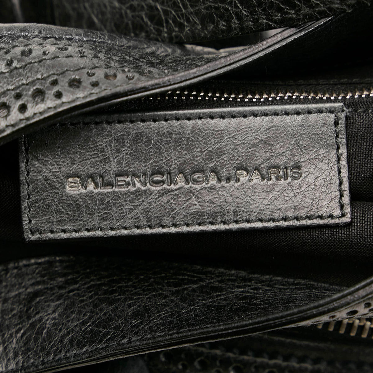 Balenciaga Motocross Agneau Giant Brogues Besace Handbag detail view