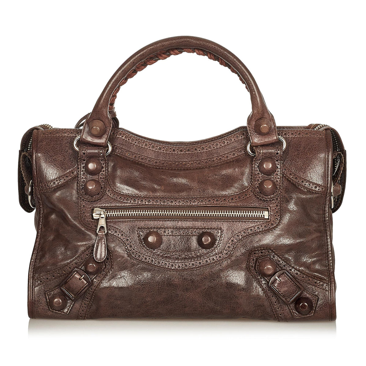 Balenciaga Motocross City Giant Brogues Leather Satchel 25652