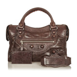 Balenciaga Motocross City Giant Brogues Leather Satchel 25652 interior view
