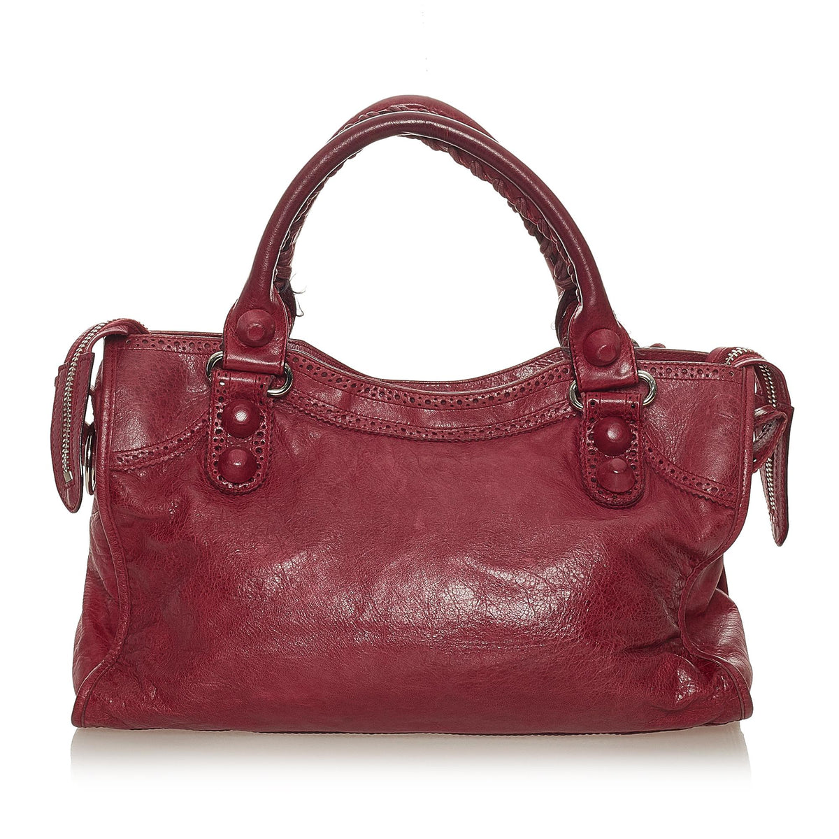 Balenciaga Motocross City Giant Brogues Leather Satchel 27961 angle view