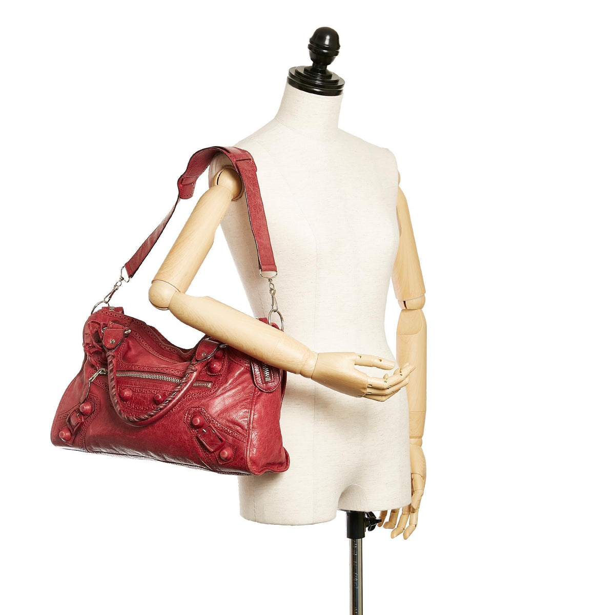 Balenciaga Motocross City Giant Brogues Leather Satchel 27961 interior view