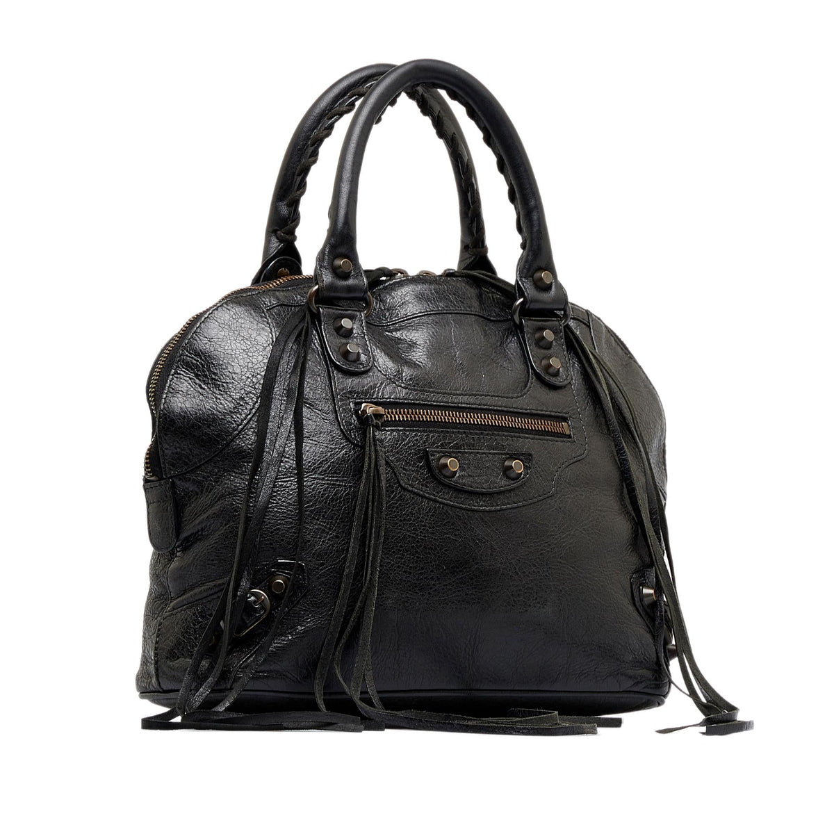 Balenciaga Motocross Classic Bowling Satchel ScNPU3 | Authentic Pre-Owned side view