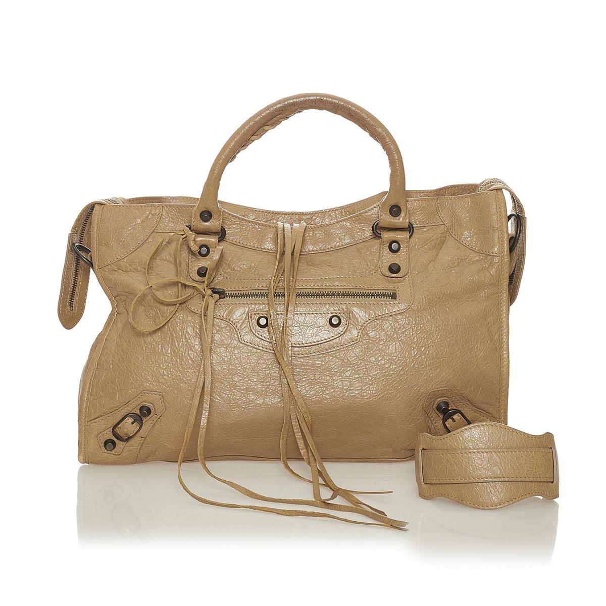 Balenciaga Motocross Classic City Lambskin Leather Satchel 28143 interior view