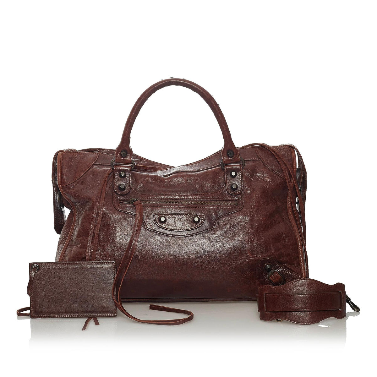 Balenciaga Motocross Classic City Lambskin Leather Satchel 29246 interior view