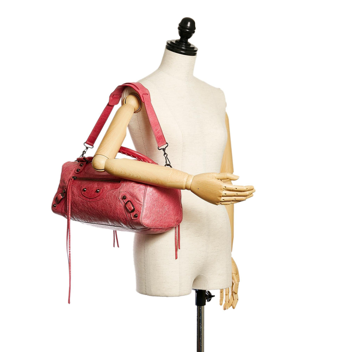 Balenciaga Motocross Classic City Lambskin Leather Satchel 29314 interior view