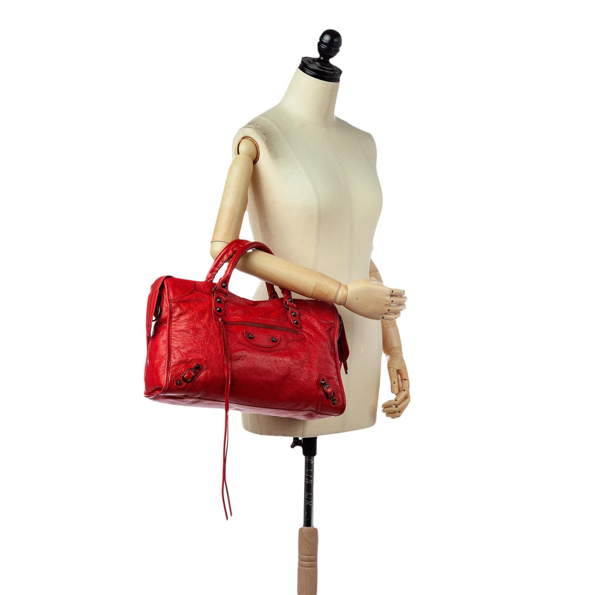 Balenciaga Motocross Classic City Lambskin Leather Satchel 30866 detail view