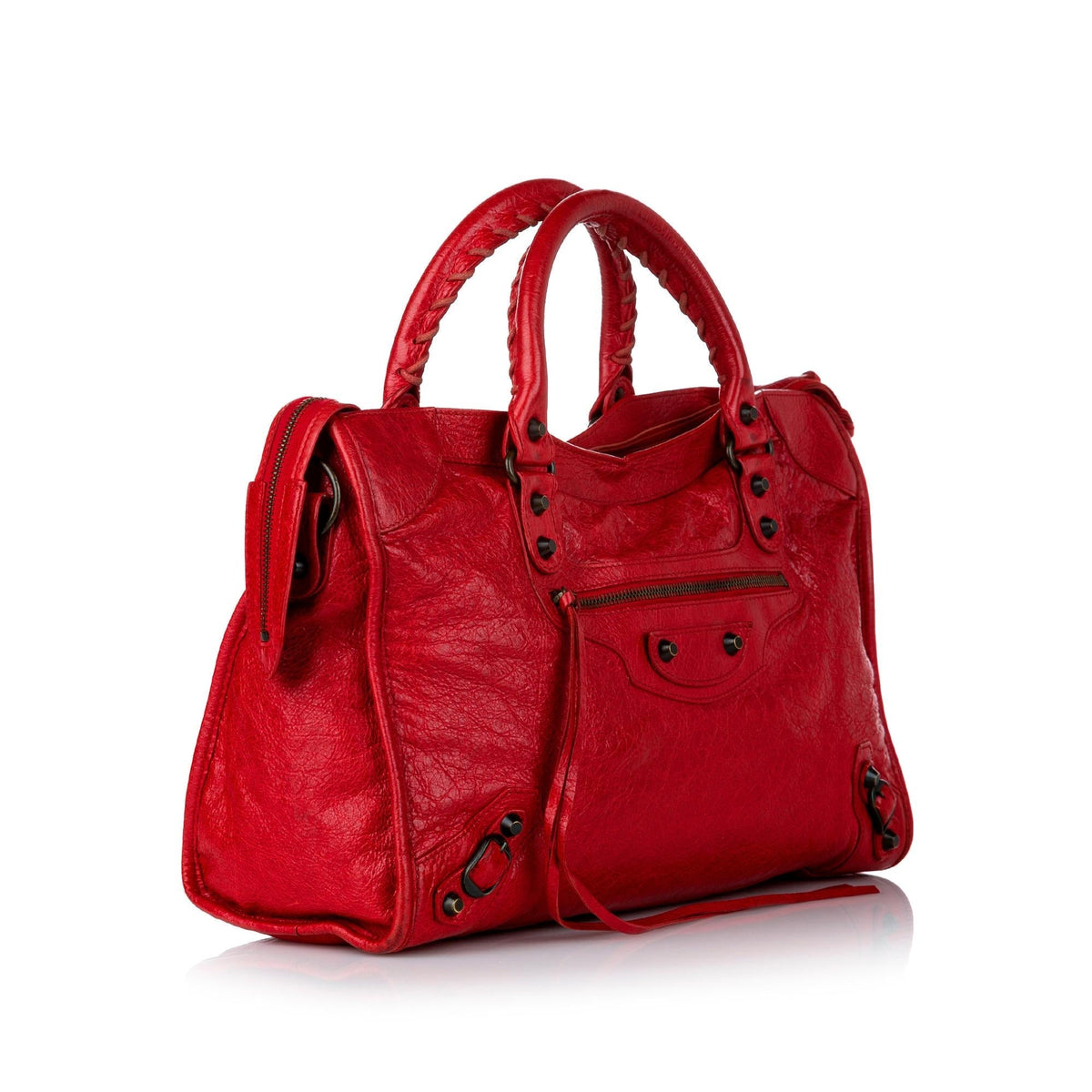 Balenciaga Motocross Classic City Lambskin Leather Satchel 30866 side view