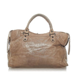 Balenciaga Motocross Classic City Lambskin Leather Satchel 33532 angle view