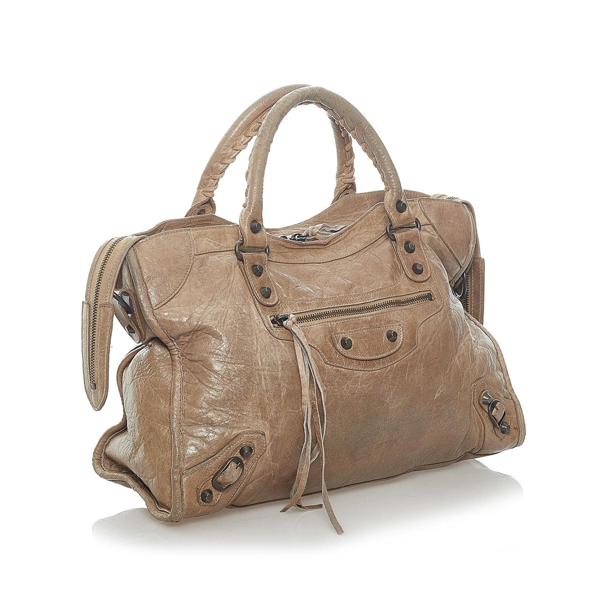 Balenciaga Motocross Classic City Lambskin Leather Satchel 33532 side view