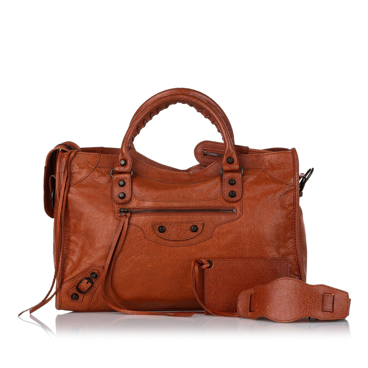 Balenciaga Motocross Classic City Leather Satchel 29289 | Authentic Pre-Owned interior view