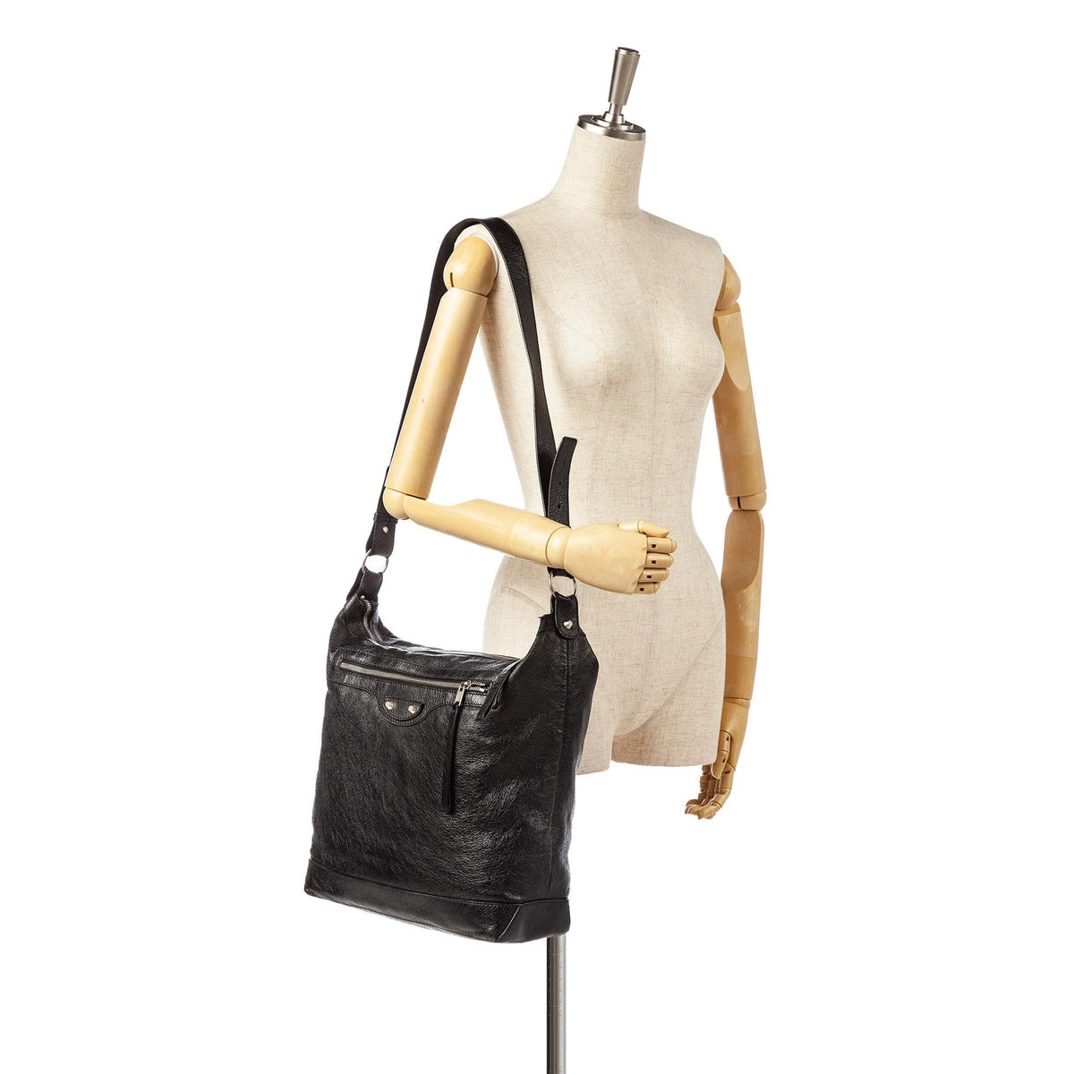 Balenciaga Motocross Classic Day Leather Shoulder Bag 22722 interior view